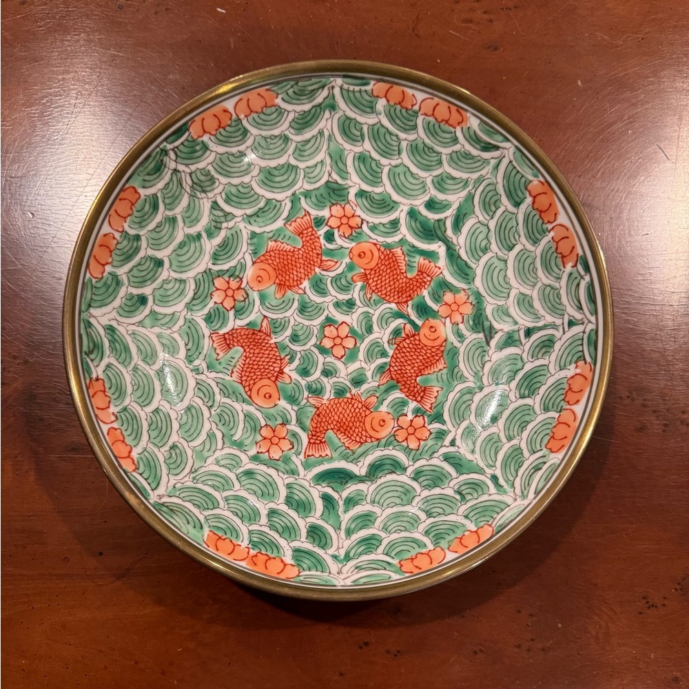 Decorative bowl with goldfish design